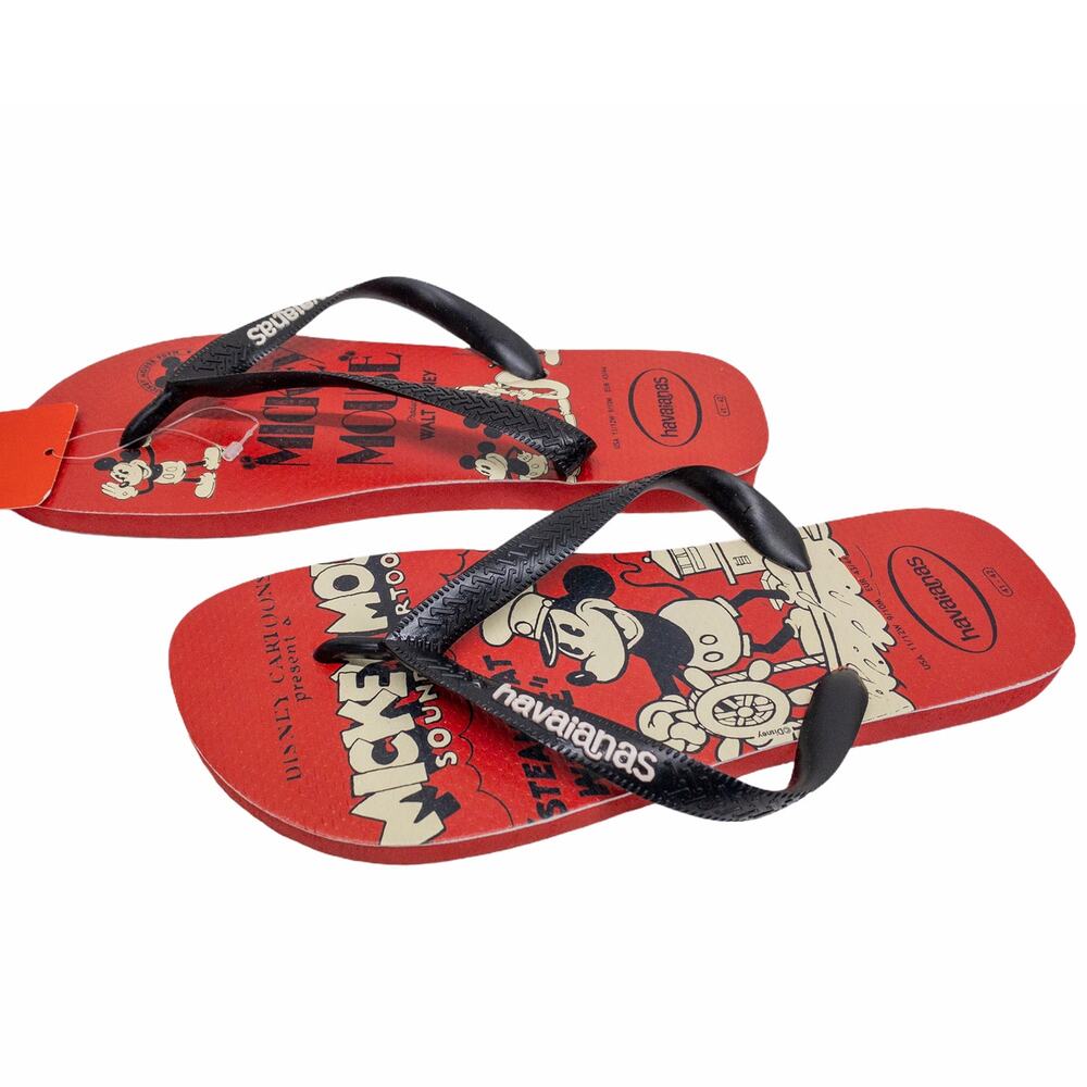Havaianas Mickey Mouse 90th Anniversary 1928 Flip Flops Ruby Red Sz 11/12W 9/10M